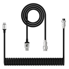 C01 Custom Coiled USB C to A Keyboard Cable TPU Cord-Black