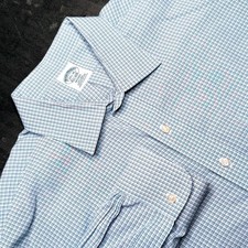 Brooks Brothers Regent Dress Shirt 17.5 35 Turqoise White Check Supima Cotton