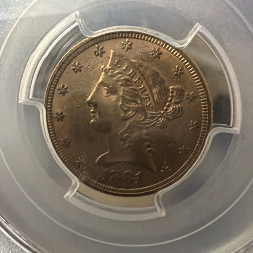 1881 Liberty Gold Half Eagle $5 PCGS MS62 U.S Coin Pre-1933