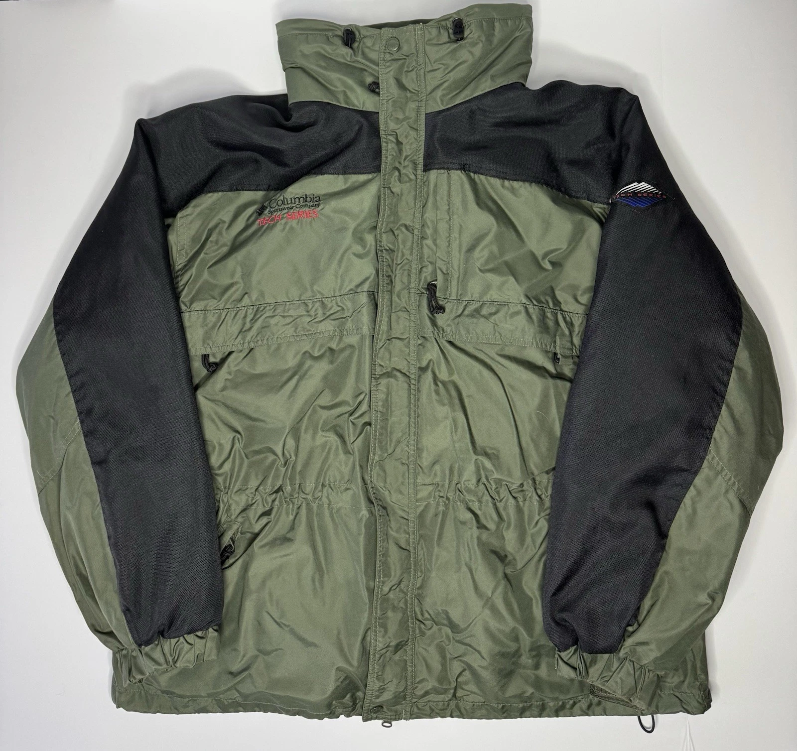Vintage Columbia Tech Series Jacket Mens XL Green Black Insulated Gizmo