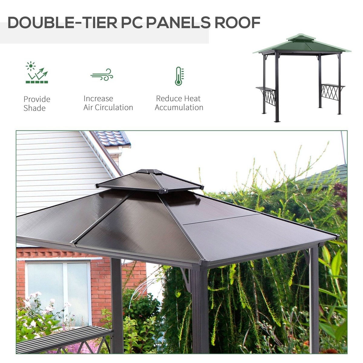 Outsunny 8.3ft Outdoor Double-tier BBQ Grill Canopy Gazebo w