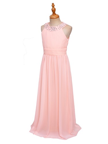 Girls Chiffon Maxi Dress Ball Gown Pageant Prom Long Dress Bridesmaid Dress - Picture 20 of 65