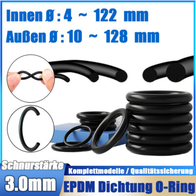 O-Ring 4-122 mm Schnurstärke 3 mm EPDM Dichtring Dichtungsring Gummiring Nutring