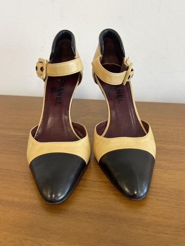 CHANEL Leder Cap Toe Mary Jane Pumps EUR 36 Beige Braun - Bild 9 von 15