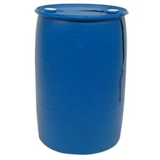 55 Gal. Blue Industrial Plastic Drum Rain Barrel Container Outdoor Water Storage