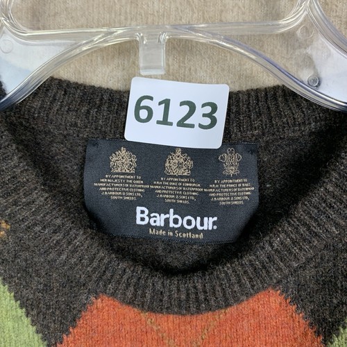Maglione lana Barbour taglia XL marrone Argyle girocollo 100% lana pullover Scozia - Foto 2 di 6