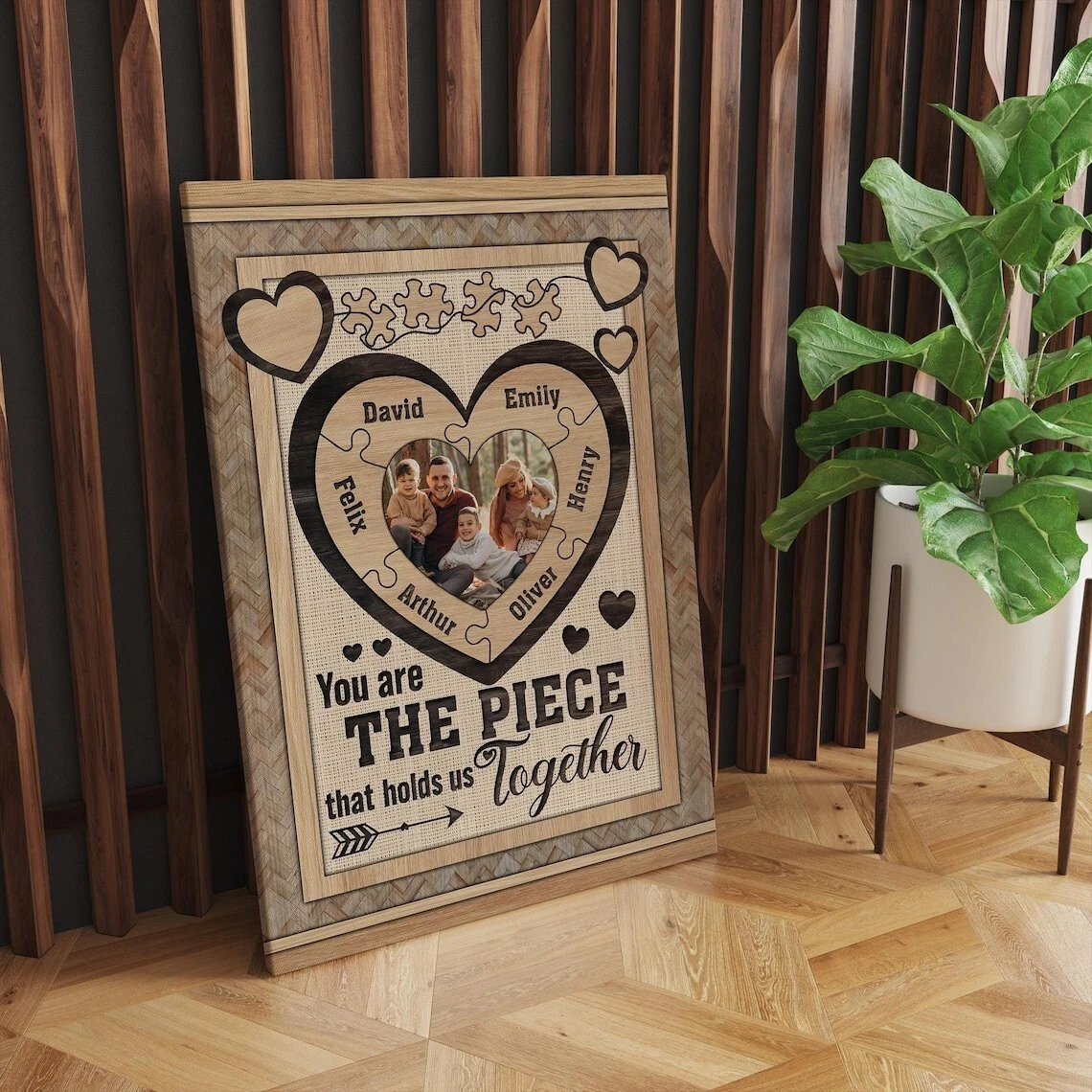 Personalized Mom Puzzle Piece Canvas, Family Names Wall Art - Mother’s Day Gift