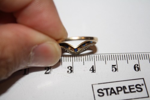 100% Genuine 9k Solid Yellow Gold 0.15cts Sapphire & Diamond Ring Sz 5.25 , J1/2 - Picture 3 of 9