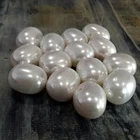 Shell Pearl Bead, Oval,  White, 12-13x15-16x12mm, Approx 30pce, Free Postage