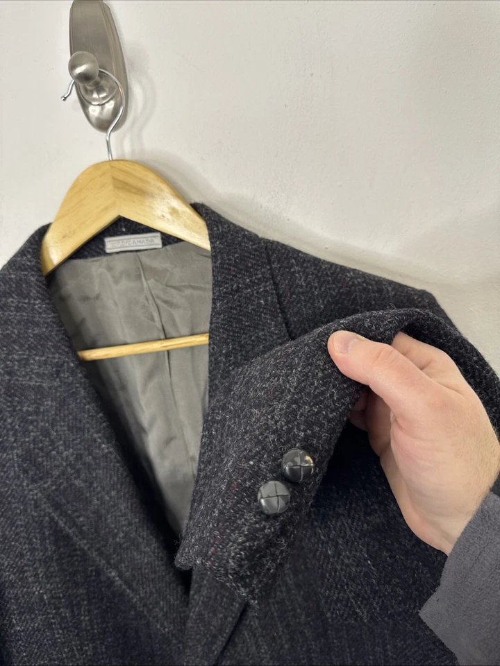Abrigo Deportivo Blazer Harris Tweed Hombre 42L Alto Lana Gris Negro Foto 2 de 4