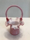 Fenton Pink Glass Basket