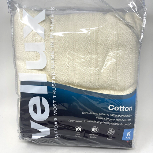 VELLUX ECRU (IVORY) WOVEN COTTON KING BLANKET eBay