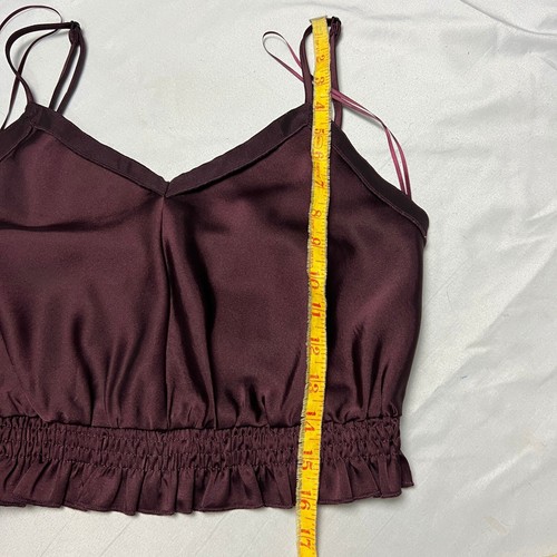 Dress Forum Satin Babydoll Cami Top Sleeveless Blouse Halter Burgundy Size Sm - Picture 7 of 10