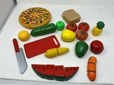 Play Food Lot Fruit Vegetables Pizza Watermelon Bread Board Tomato
