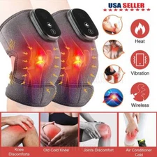 Electric Heating Vibration Knee Joint Pad Brace Massage Therapy Legs Massager