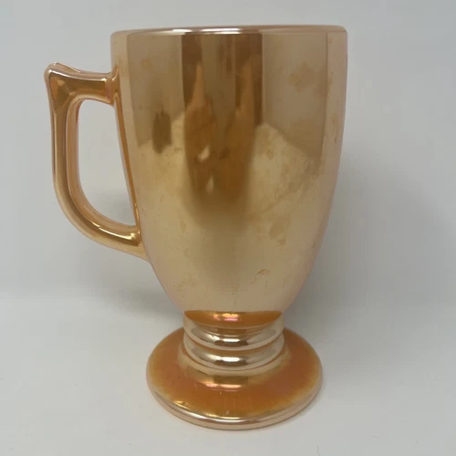 Vtg Federal Glass Orange iridescent Irish Coffee /Chocolate Mug