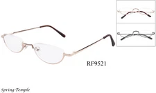 Fashion Reading Glasses Spring Hinged Reader Half Rim Metal Frame Moon Shaped 