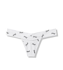 Victoria's Secret PINK Seamless Thong Panty White Script
