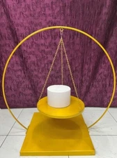 Cake Stand swing With Copper Finish Metal Base Plain gold metal Top for wedding