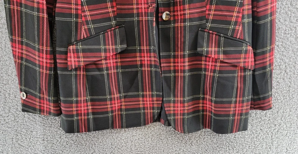 Chaqueta Anne Klein a Cuadros de Un Botón Para Mujer 6 Tiziano Rojo Combo Bolsillos con Solapa L/S Foto 4 de 4