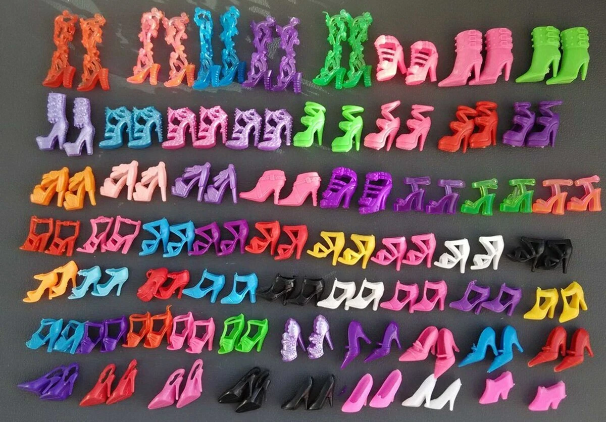 60 Pairs/set Fashion Heels Sandals Designs Xmas Doll Shoes for Barbie Dolls  Toy