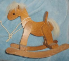 Small Toy Wooden Rocking Horse 13" x 10" 1/6 YoSD or 1/4 MSD Doll Scale