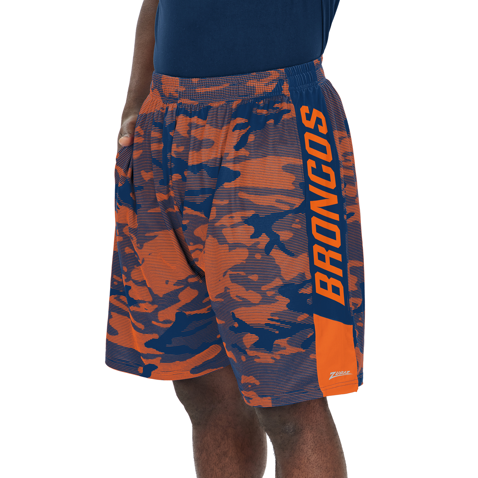 Легкие шорты Zubaz Mens NFL Denver Broncos с камуфляжными линиями