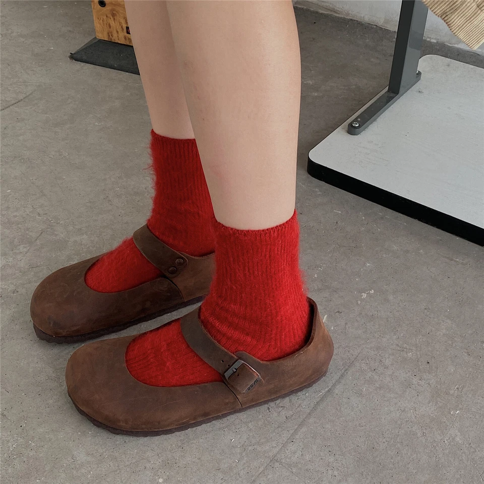 Paquete de 5 calcetines cálidos de lana de punto grueso acogedores clásicos de diseño para mujer Crew informales de color 5-9 Foto 3 de 4