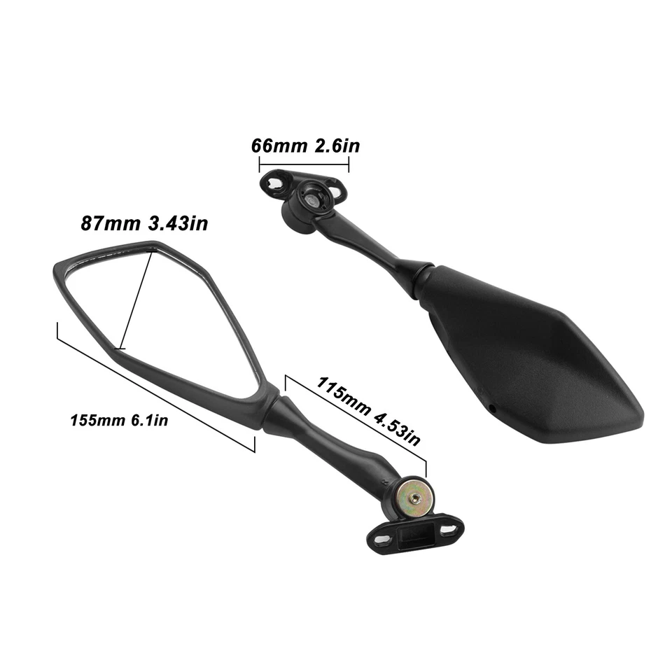 Rear View Mirrors For Kawasaki Ninja 300 EX300 Ninja 400 EX400 Ninja ZX6R ZX636 Foto 3 de 4