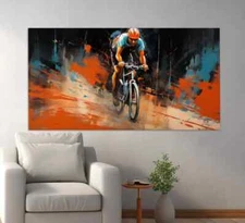 Abstract Cyclist Pop Art Painting Club Wall Art Canvas Unframed Print Art