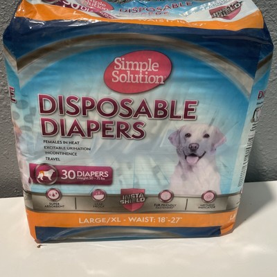 Simple Solution True Fit Disposable Dog Diapers Female Dogs Super Absorben L/XL 