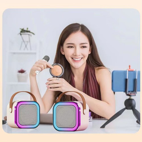 (Single Mic White)Desktop Speaker With Lights With Microphone Split - Picture 2 of 12