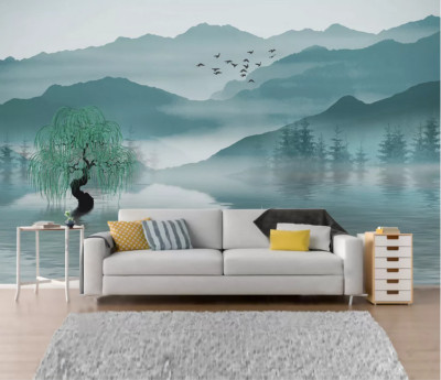 3D Mountain Willow G5391 Wallpaper Wall Murals Removable Self-adhesive Honey