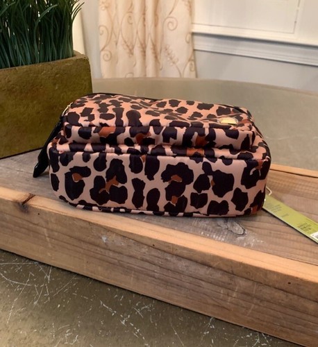 GIANNI BINI BLACK/BROWN NYLON LEOPARD ZIPPERED BELT BAG NWT - Picture 4 of 7
