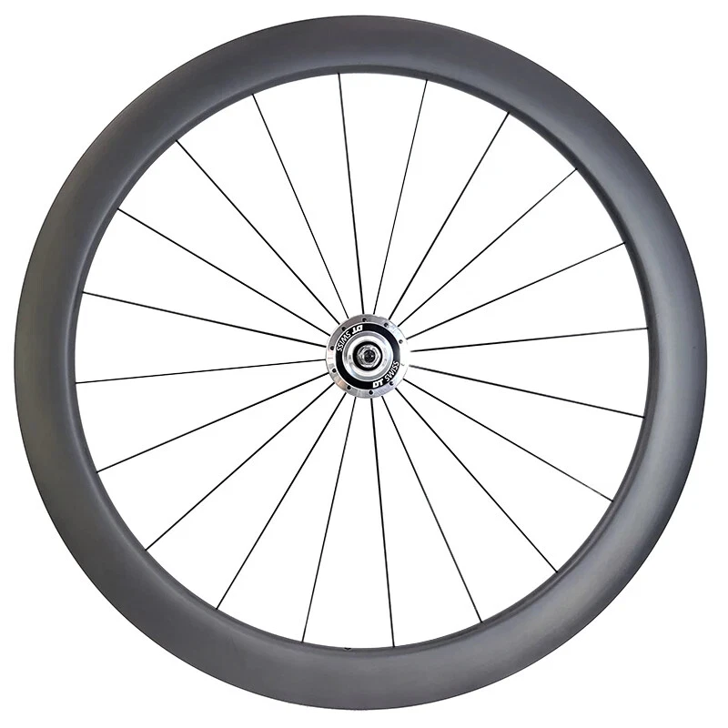 Bicicleta de pista de carretera 700c 45*25 mm cubierta juego de ruedas de carbono buje de eje pasante de una sola velocidad Foto 3 de 4