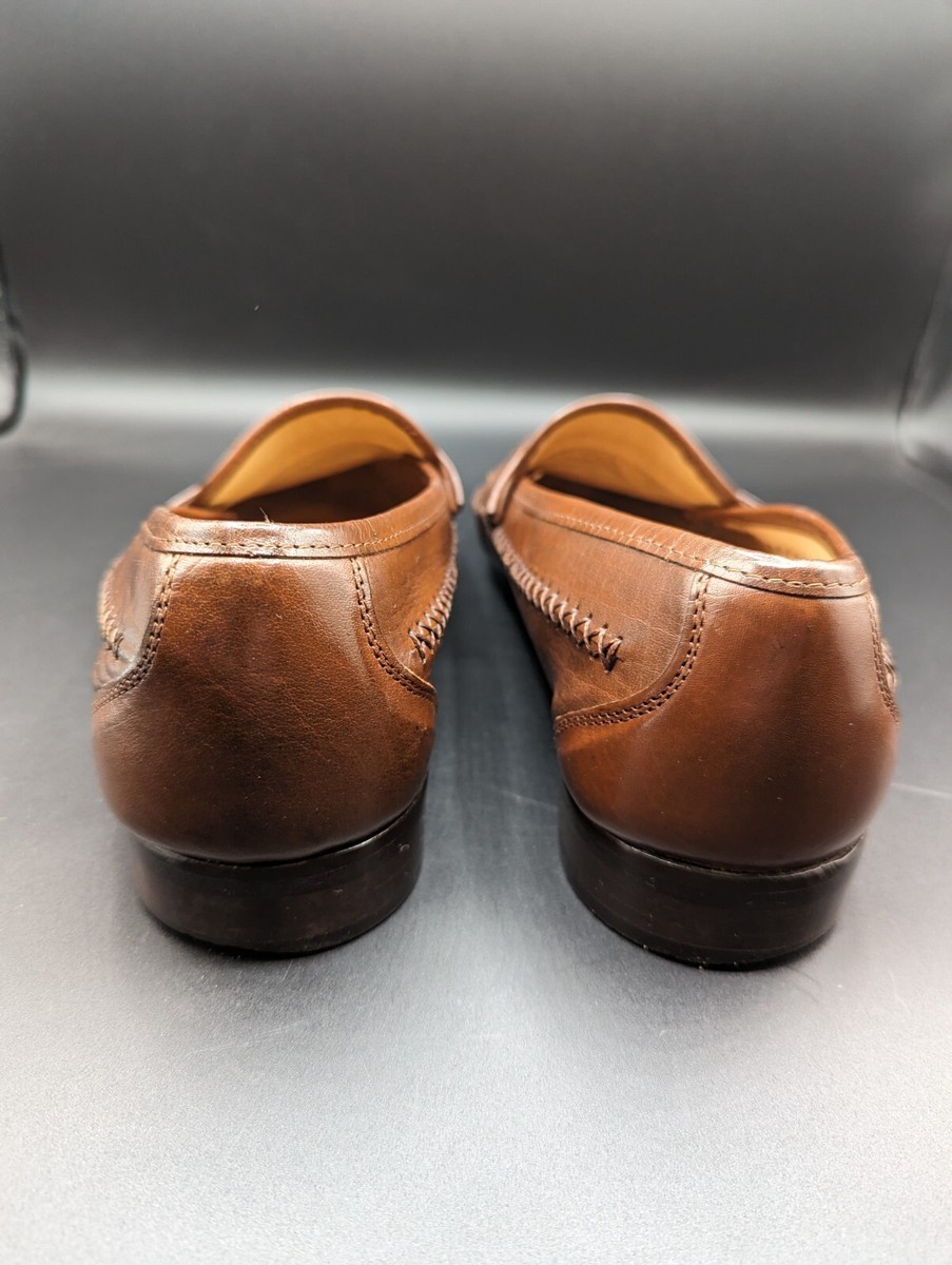 Vito Rufolo Brown Men\'s Tassel Leather Loafers Size 11 M Italian Weaved Leather Vito Rufolo Italy Men Brown Leather tasseled weave slip on  main image 2