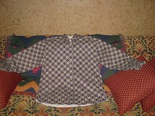 Mens Natural Issue Long Sleeve Button Front Shirt Cotton Checkered Flower L