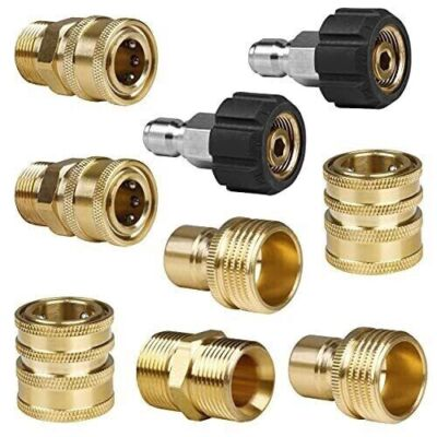 #ad 9Pcs Pressure Washer Adapter Set Quick Connect Kit 3 8’’ Male Thread Fitting $20.89