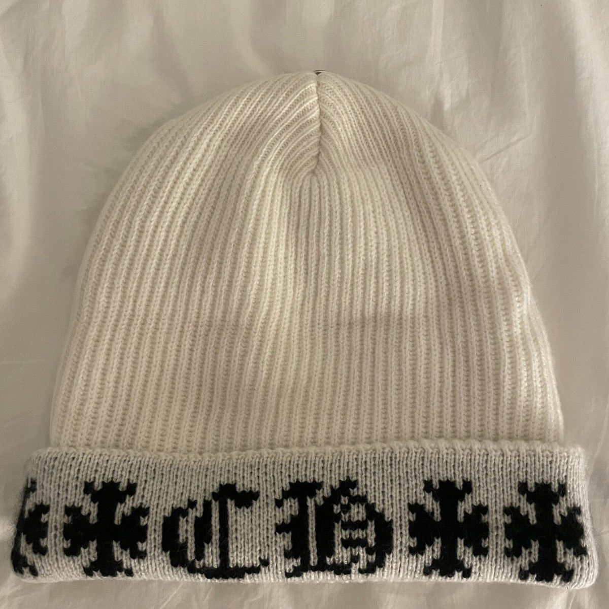 Chrome Hearts Cashmere Beanie White Black Big Daddy (Brand Chrome Hearts Cashmere Beanie White Black Big Daddy (Brand