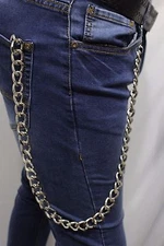 Cool Men Silver Long Metal Wallet Chunky Chain Link Keychain Jeans Biker Trucker