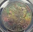 1881-S PCGS MS65 Morgan Silver $1 - Breathtaking Monster Rainbow Toning!