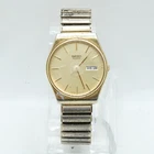 Vintage Seiko 6533-8009 Gold Tone Day/Date Quartz Men's Watch - New Battery