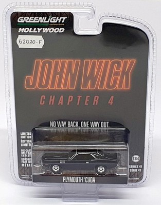Greenlight Maßstab 1:64 62020-F - Plymouth Cuda John Wick Chapter 4 - schwarz