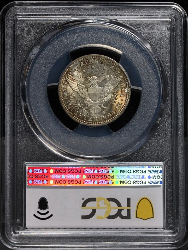 Pegatina CAC Barber Quarter 1912-P graduación profesional MS65 excelente atractivo visual fuerte golpe Foto 4 de 4