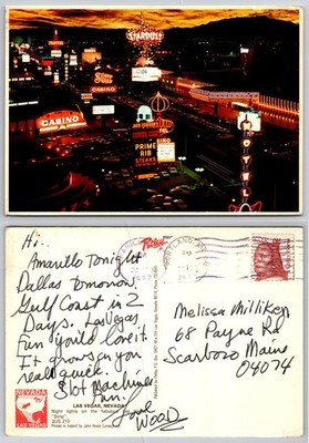 Stardust Las Vegas Strip Night View Postcard 1980s John Hinde Petley