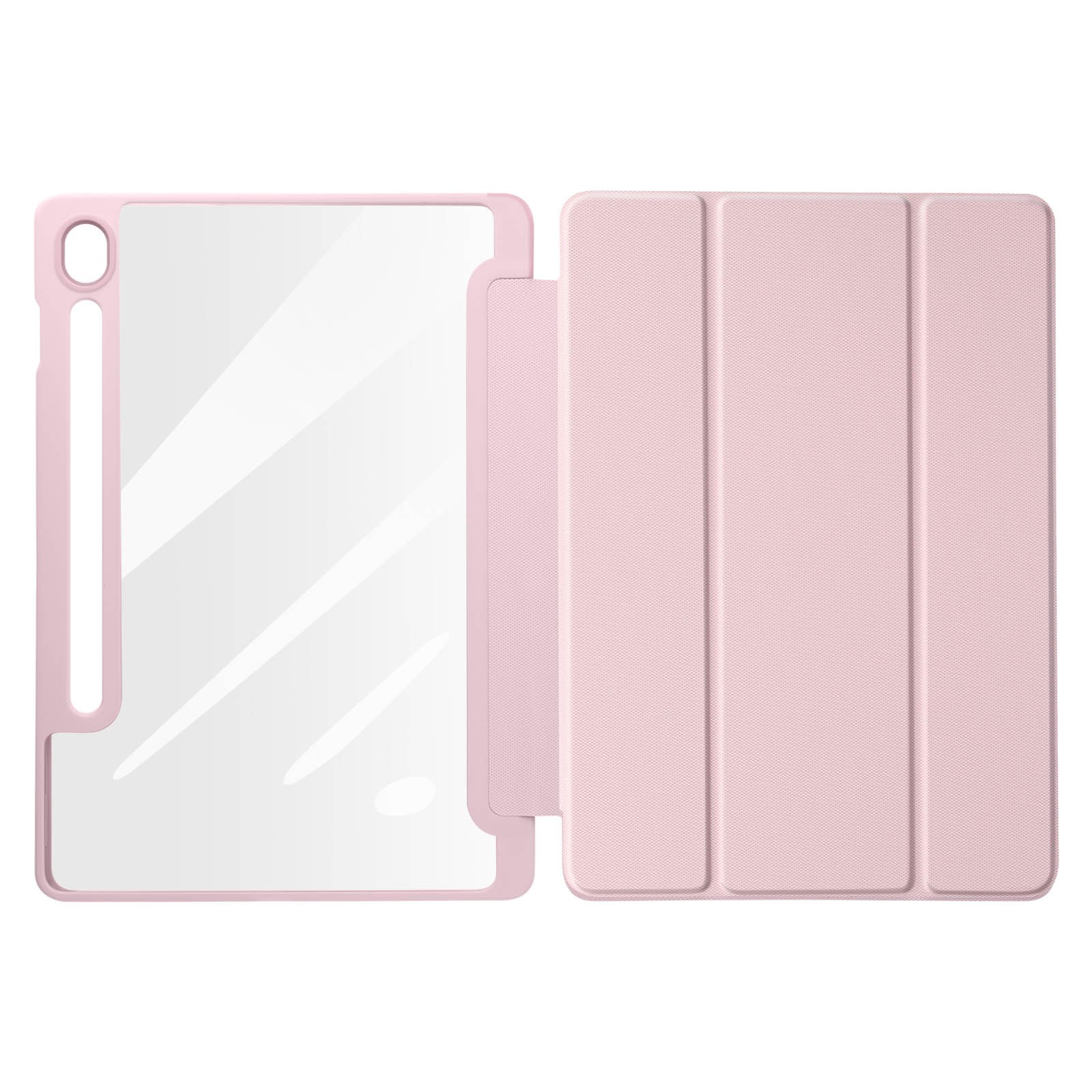 Coque Galaxy Tab S9 FE avec clavier rose pour taper sans fatigue et éviter les rayures