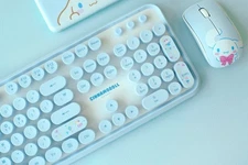 Cinnamoroll Hello Kitty Wireless Keyboard Mouse Set Purple Cute Computer Combo