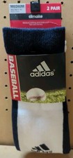 ADIDAS BASEBALL SOCKS CLIMALITE WHITE NAVY BLUE 2 PAIR MEDIUM 5-9.5 NEW