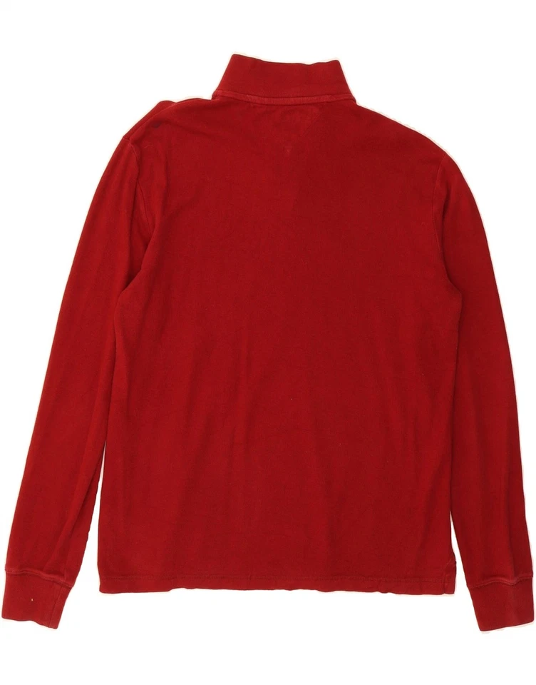 TOMMY HILFIGER Mens Button Neck Top Long Sleeve Large Red Cotton DG46 - Image 2 of 4