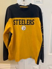 Vintage Pittsburgh Steelers Reebok Crew Neck Long Sleeve Men  s L Black Yellow  